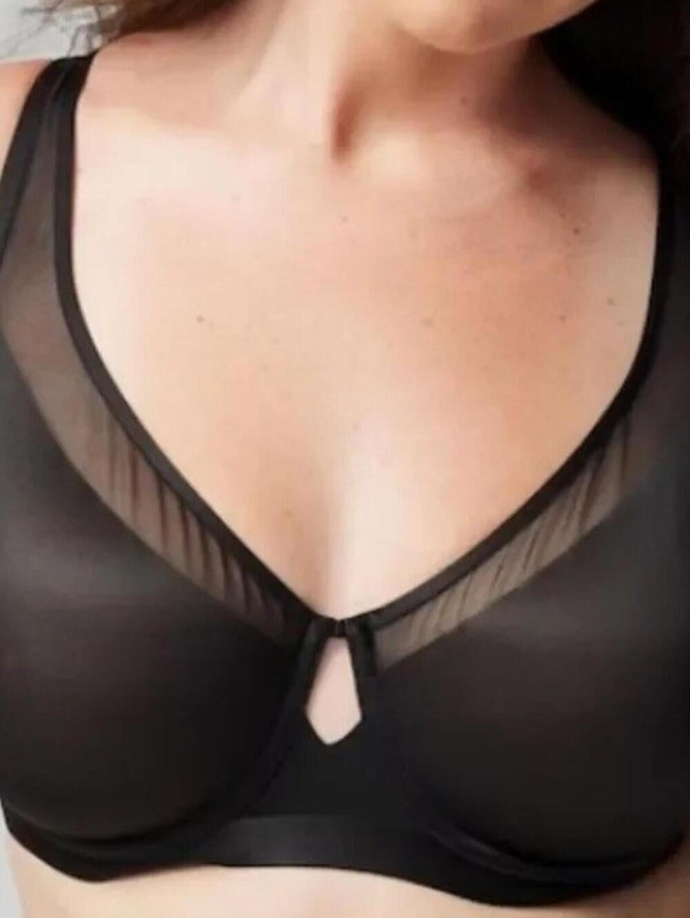 Soma 42DD $68 Unbelievable Lift Scoop Balconette Bra Black Sheer Mesh Underwire